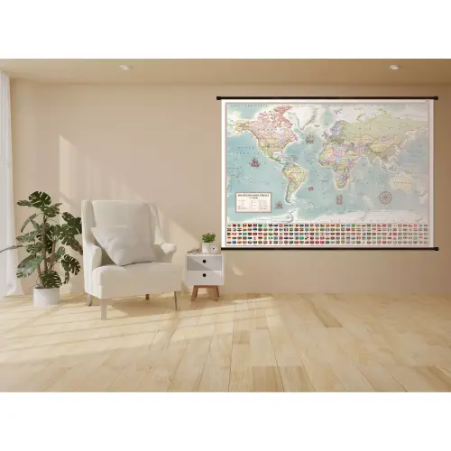 Aranż - Świat polityczny. Stylizowana mapa ścienna, 1:21 200 000, 195x140 cm, ArtGlob